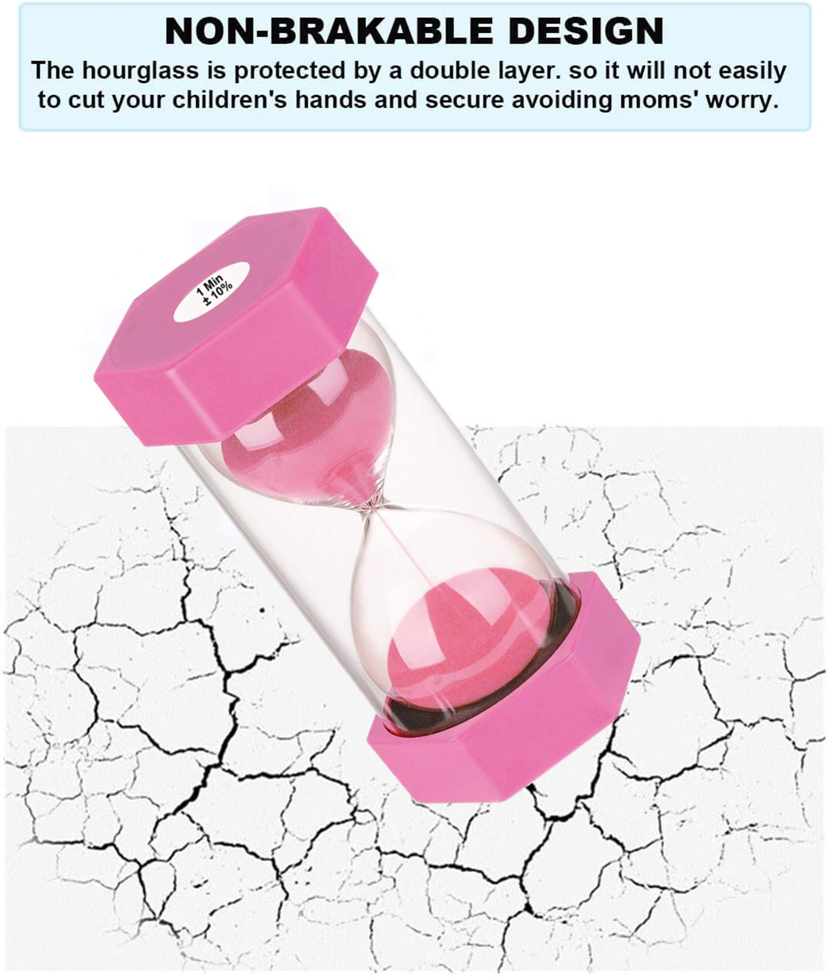 Sand Timer 10 Minutes Hourglass, Suliao Unbreakable Pink Sand Watch 10 Minuto, Small Sand Clock One Minute, Plastic Hour Glass T